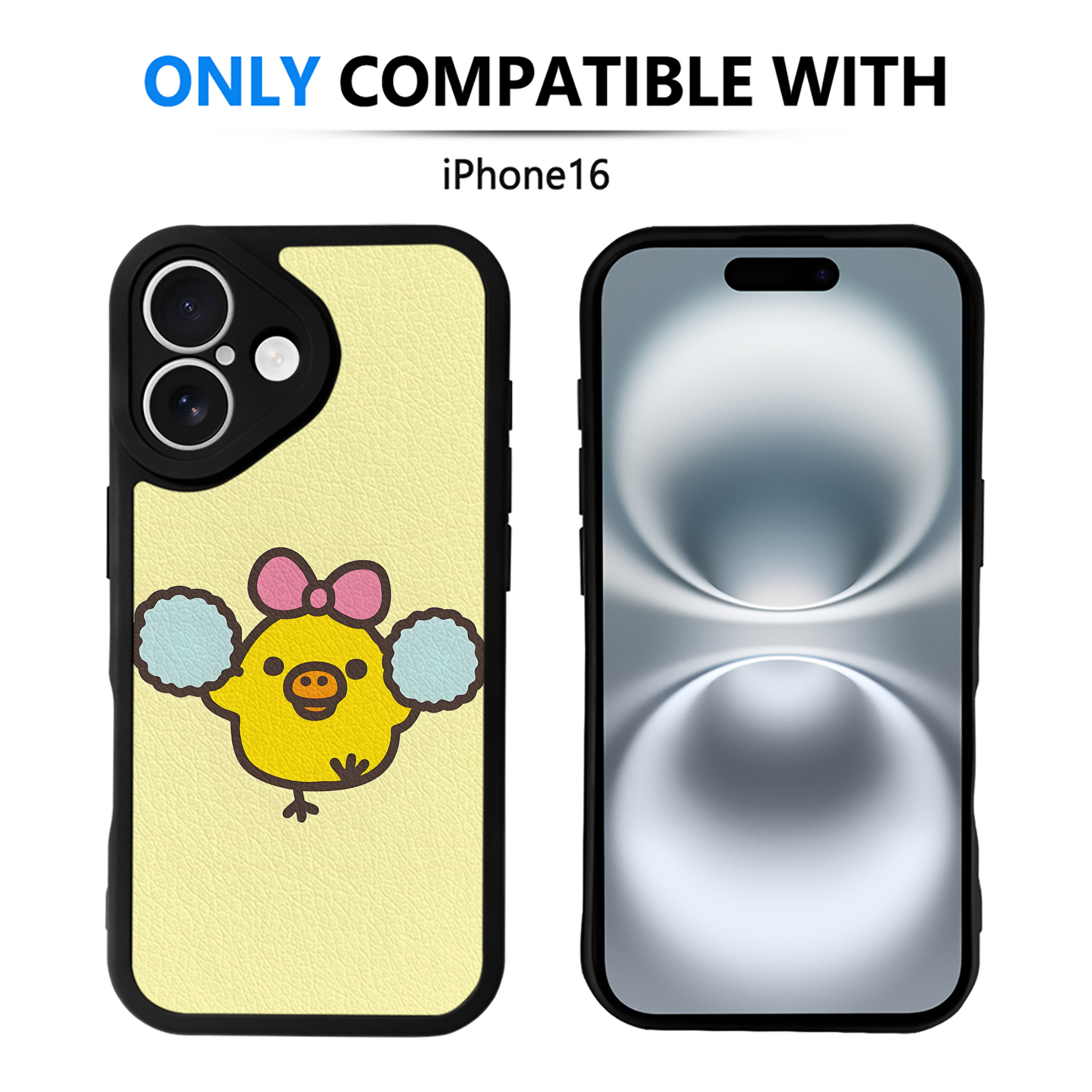 （画像用） リラックマ リラックマ キイロイトリ Rilakkuma Korilakkuma Kiiroitori 【iPhone 16シリーズ対応】シリコンスマホケース（レザー調） 材質：シリコン
